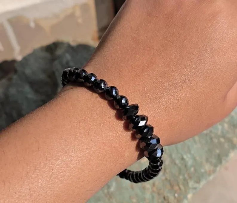 Black Moissanite Beaded Bracelet