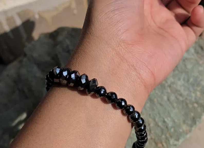 Black Moissanite Beaded Bracelet
