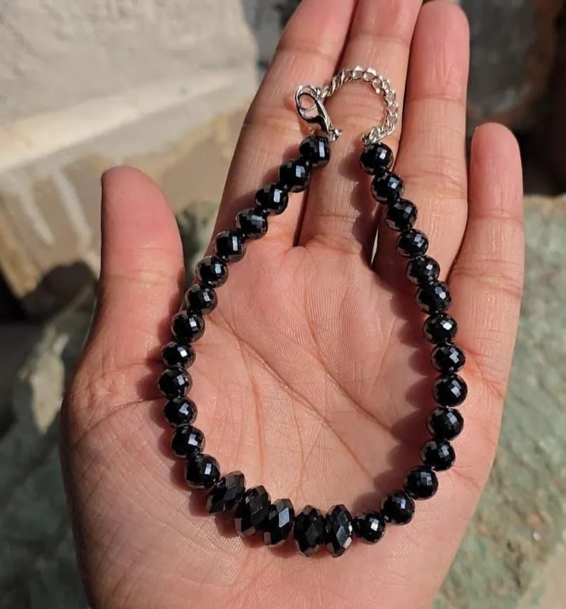 Black Moissanite Beaded Bracelet