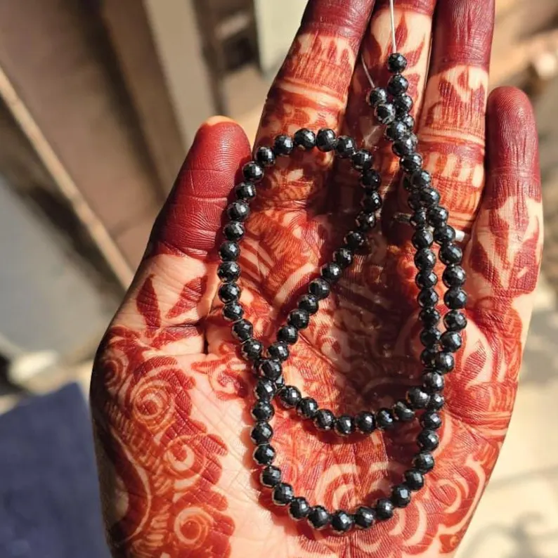 4.5 MM Black Moissanite Beads
