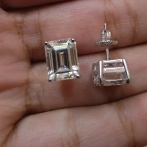 Emerald Cut Moissanite Earrings