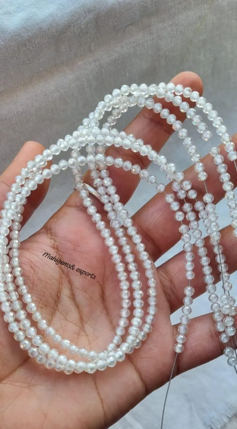 3 MM White Moissanite Beads