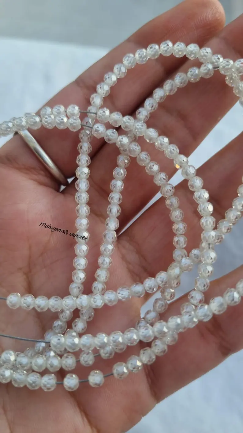 3 MM White Moissanite Beads